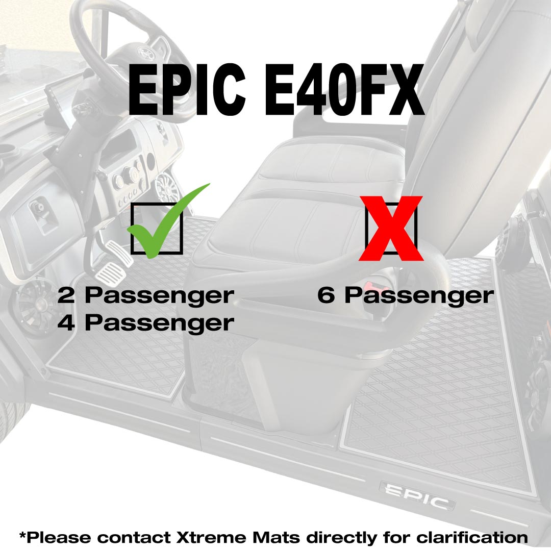Epic E40FX Golf Cart Floor Mat Set - 1st & 2nd Row
