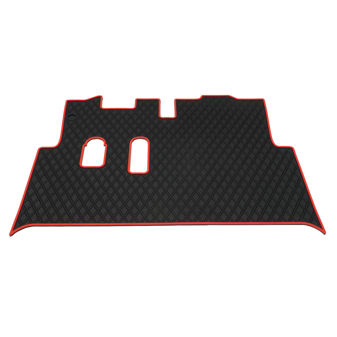Red trim- E-Z-GO golf cart floor mat black diamond design with red trim full coverage