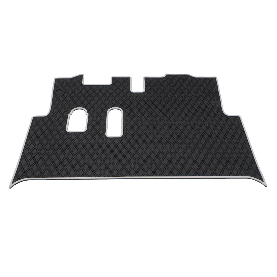 Grey trim- E-Z-GO golf cart floor mat black diamond design with red trim full coverage