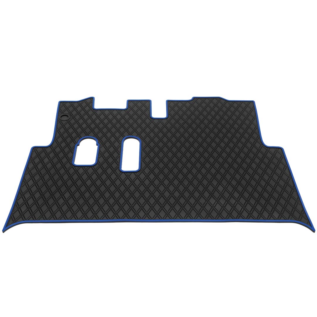 Blue Trim - E-Z-GO golf cart floor mat black diamond design with red trim full coverage