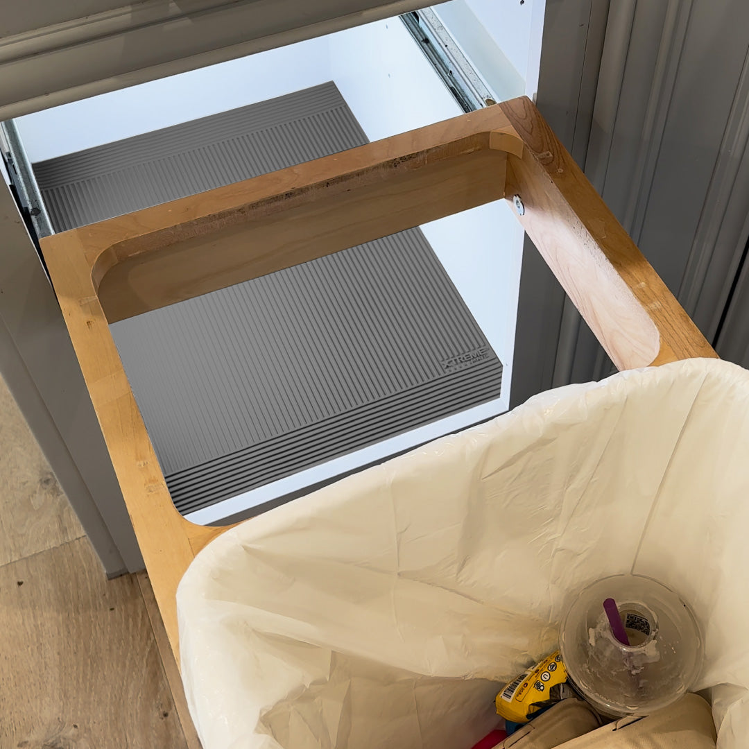 Grey Color - Trash Can Liner Trimmable Mat – Easy-to-Clean Floor Protector for Kitchens and Bathrooms