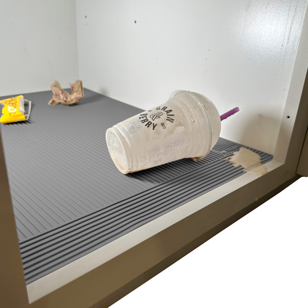 Grey Color - Trash Can Liner Trimmable Mat – Easy-to-Clean Floor Protector for Kitchens and Bathrooms