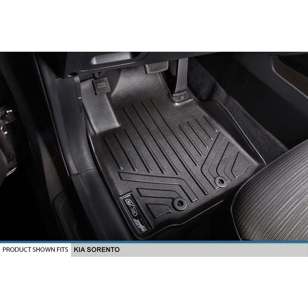 SMARTLINER Custom Fit Floor Liners For 2014-2015 Kia Sorento (with 3rd Row Seats) - Black / 2 Row Floor Mat Liner Set & Cargo Liner Behind the 2nd Row Smartliner USA
