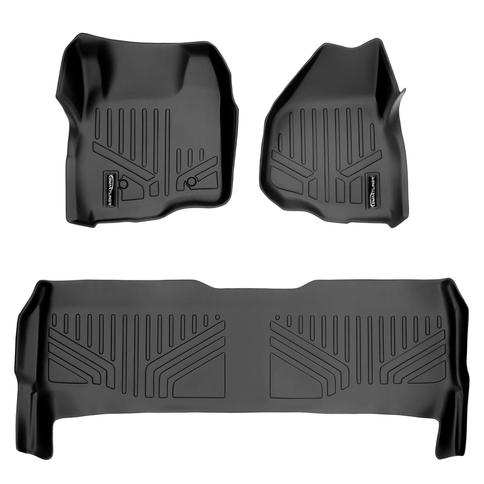 SMARTLINER Custom Fit Floor Liners For 2011-2012 Ford F-250/F-350/F-450 Super Duty Crew Cab with Depressed Drivers Side Pedal Smartliner USA