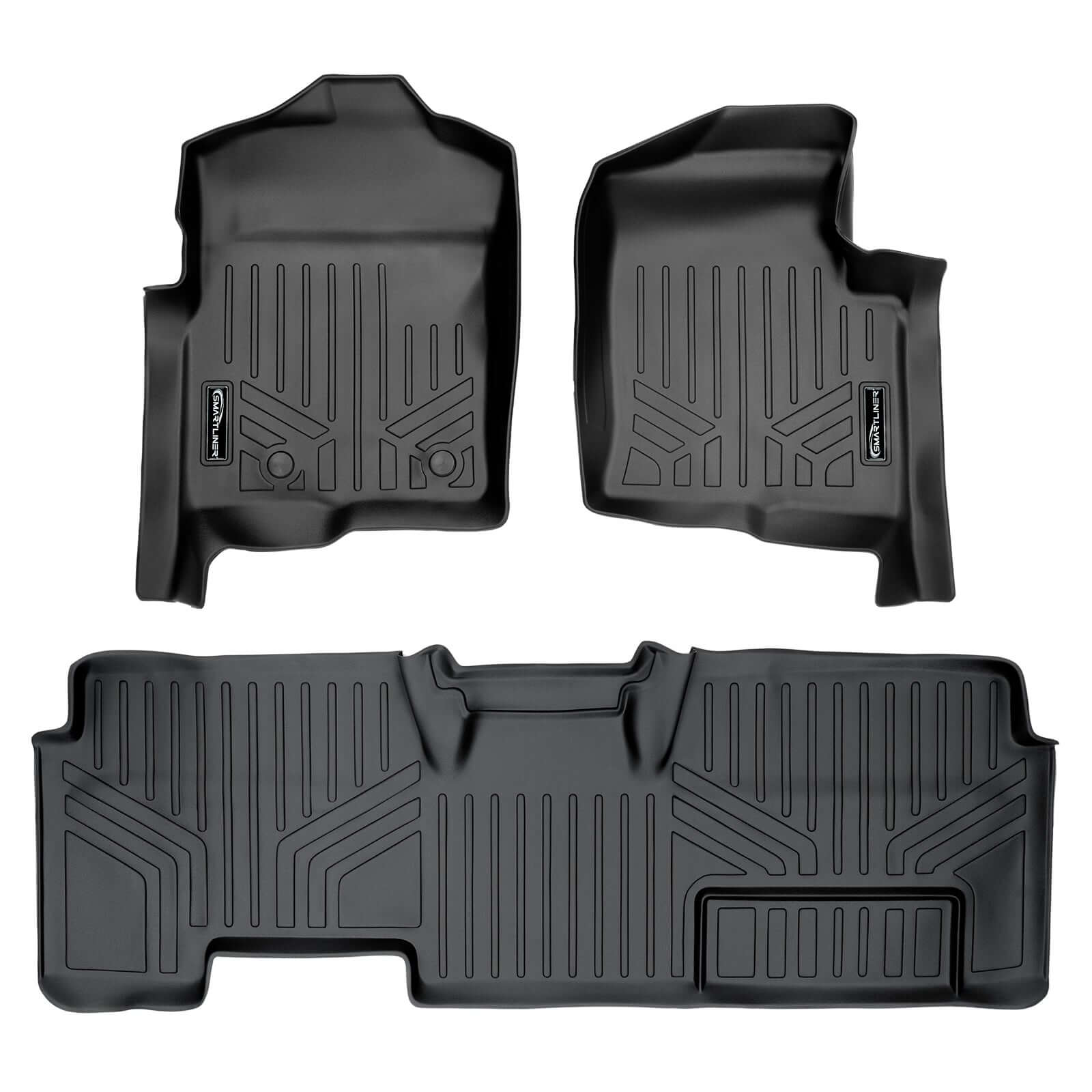 Smart Trim™ Custom Fit Floor Liners For 2011-2014 Ford F-150 SuperCab Non Flow Center Console Smartliner USA