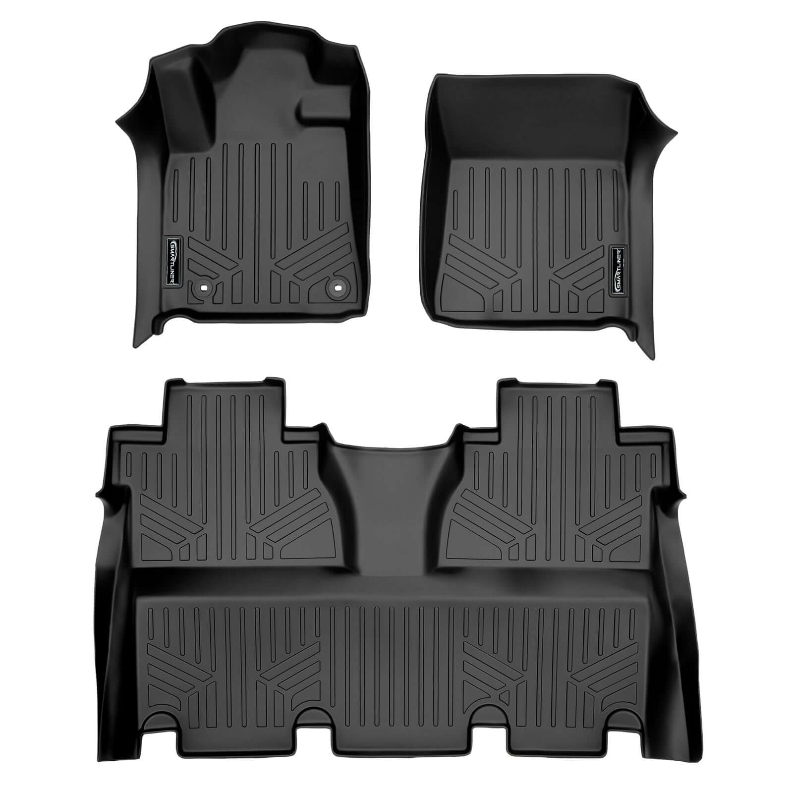 SMARTLINER Custom Fit Floor Liners For 2007-2021 Toyota Tundra CrewMax Cab (with Coverage Under 2nd Row Seat) Smartliner USA