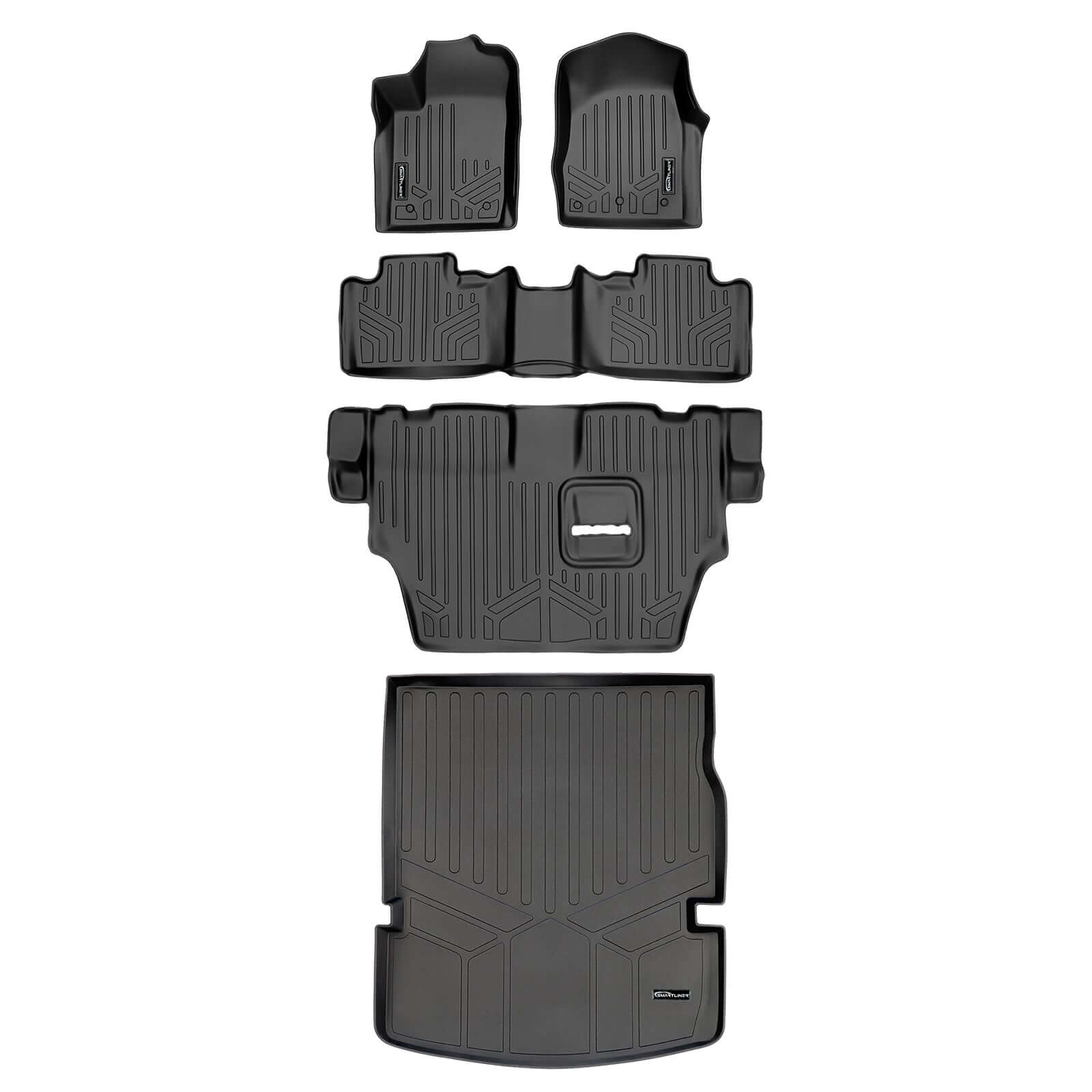 Smart Trim™ Custom Fit Floor Liners For 2013-16 Durango with 1st Row Dual Floor Hooks & 2nd Row Bench Seat Smartliner USA