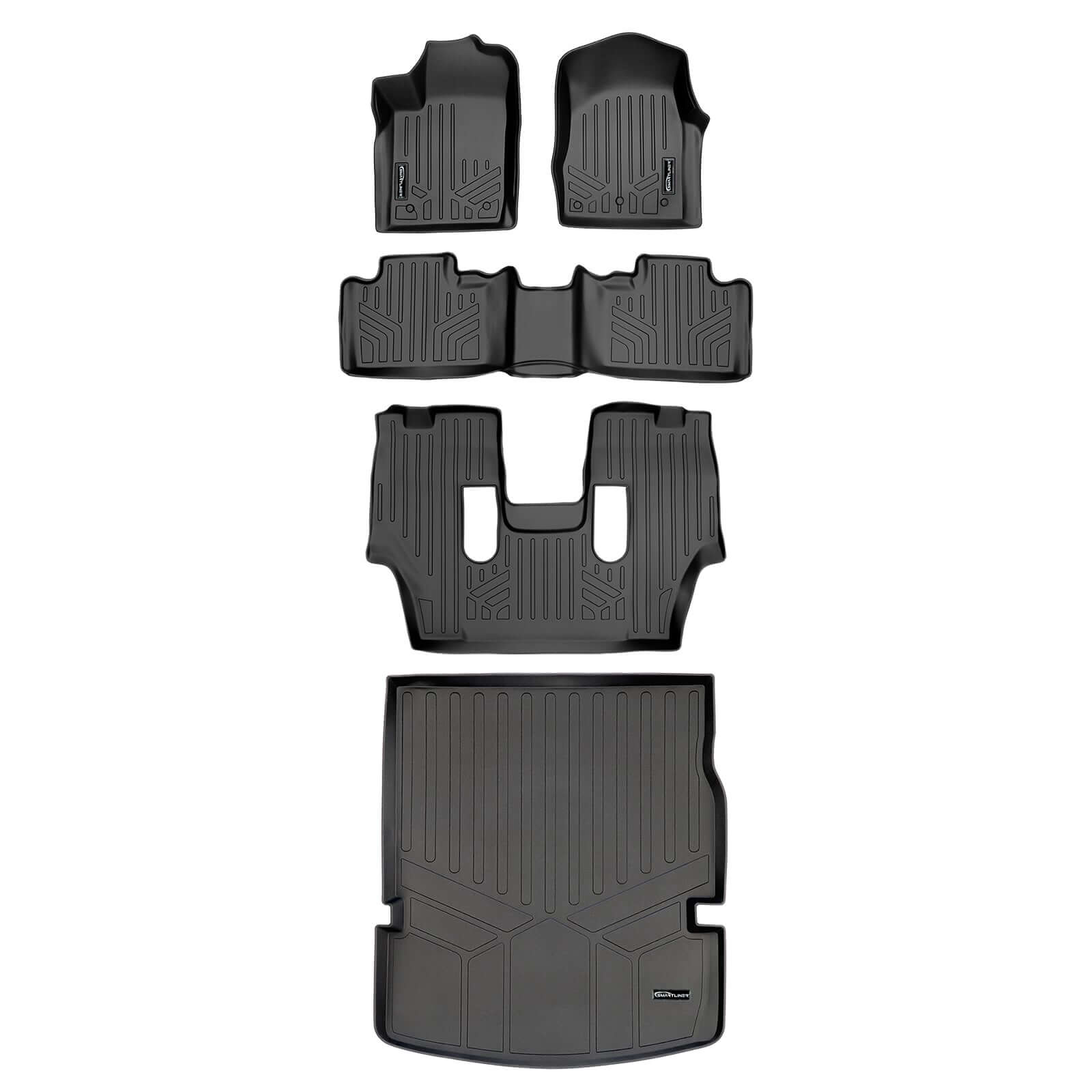 Smart Trim™ Custom Fit Floor Liners For 13-16 Durango with 1st Row Dual Floor Hooks & 2nd Row Bucket Seats Smartliner USA