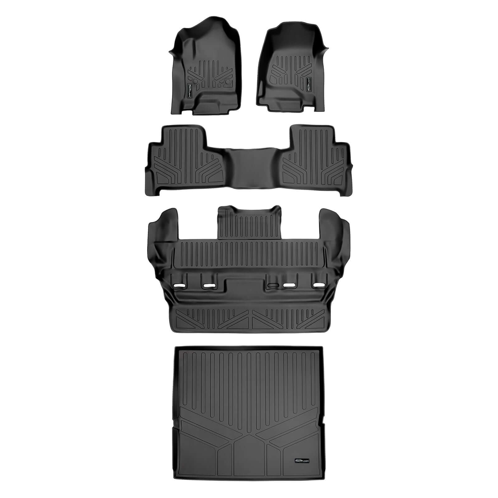 Smart Trim™ Custom Fit Floor Liners For 2015-2020 Chevrolet Tahoe / GMC Yukon With 2nd Row Bucket Seats Smartliner USA