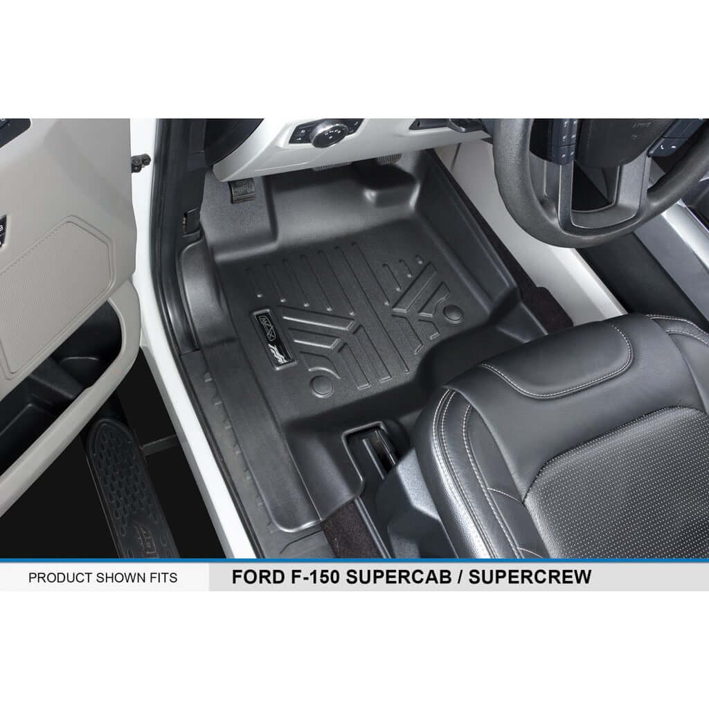 SmartCoverage™ Custom Fit Floor Liners For 2015-2025 Ford F-150 SuperCrew Cab with 1st Row Bucket Seats No underseat Storage Smartliner USA