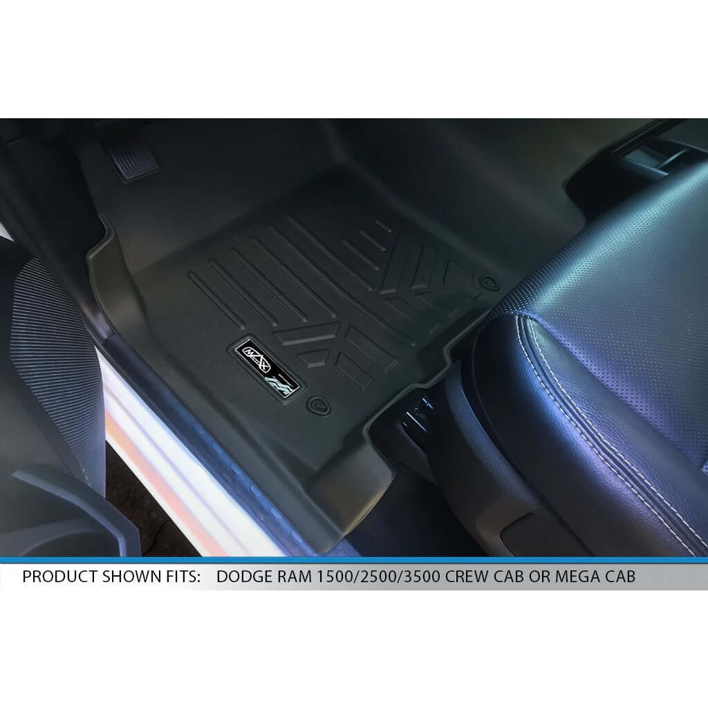 Smart Trim™ Custom Fit Floor Liners For 2012-2022 Ram 1500/2500/3500 Crew (4 Full Size Doors) with 1st Row Bench Seat Smartliner USA