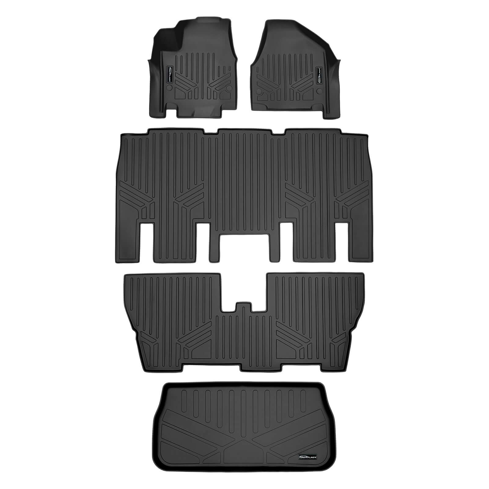 SMARTLINER Custom Fit Floor Liners For 2017-2020 Chrysler Pacifica with 2nd Row Bench Seats (8 Passenger Model) Smartliner USA