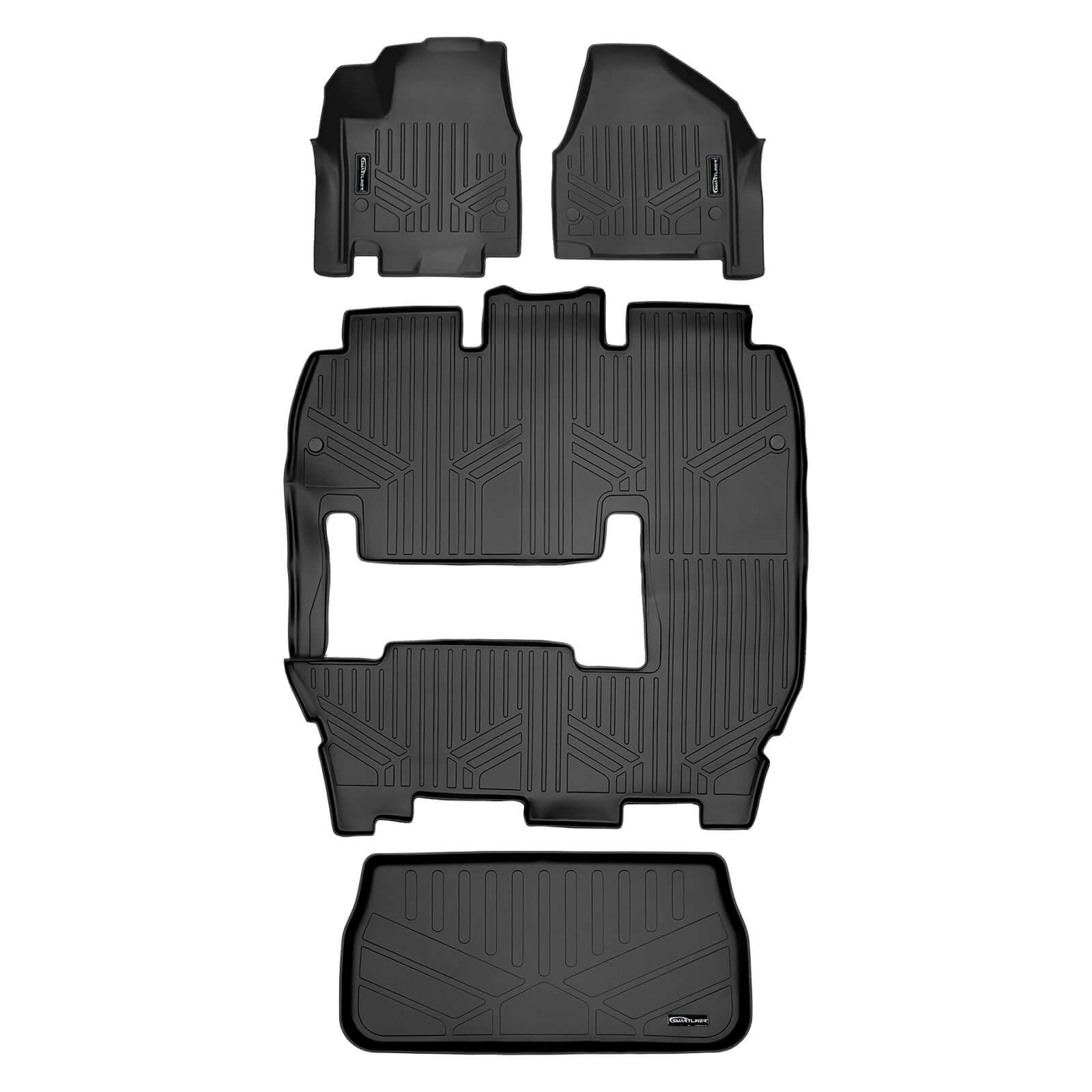 SMARTLINER Custom Fit Floor Liners For 2017-2020 Chrysler Pacifica with 2nd Row Bench Seats (7 Passenger Model) Smartliner USA