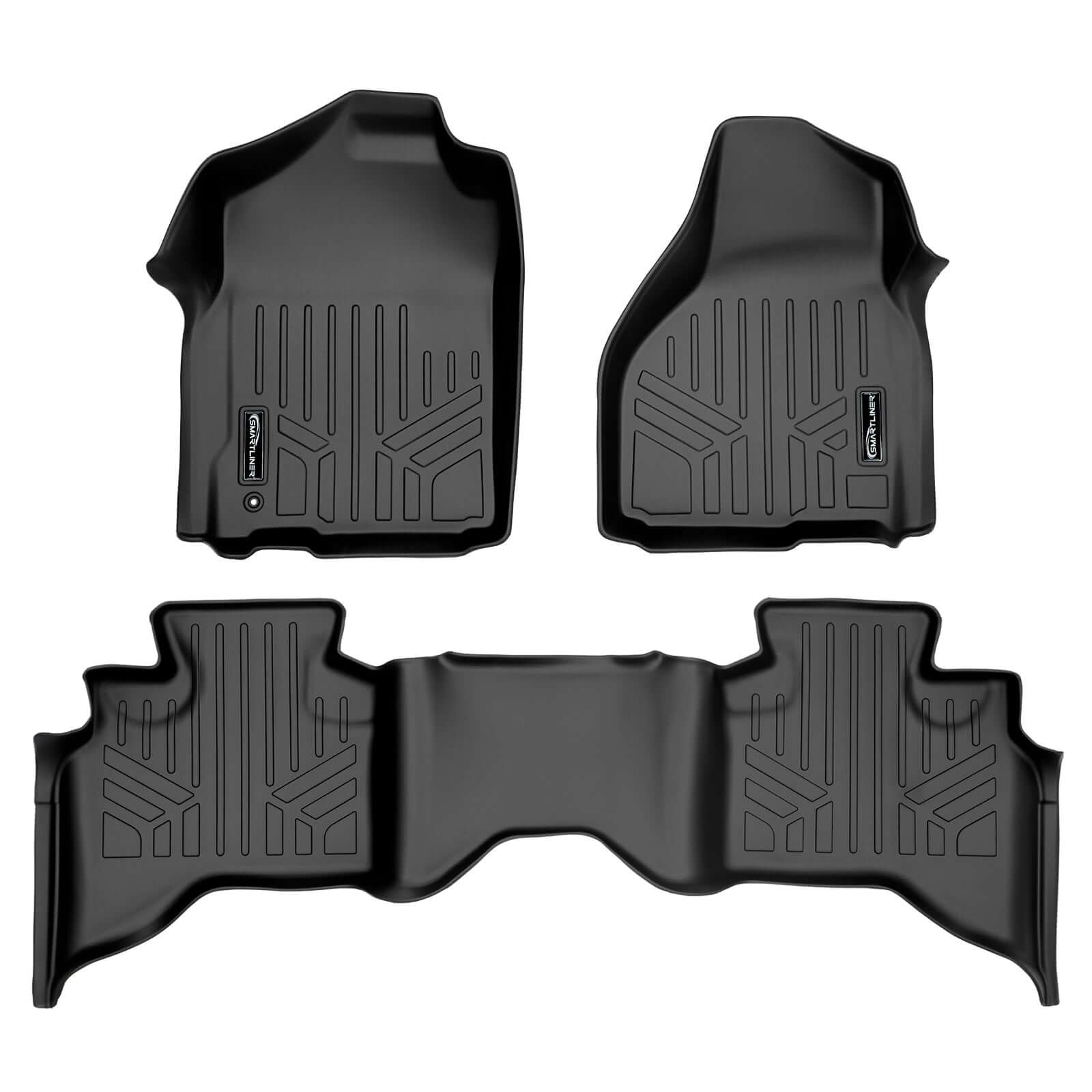 Smart Trim™ Custom Fit Floor Liners For 2009-2012 Dodge Ram 1500 Quad Cab (2 Smaller Rear Doors) Smartliner USA