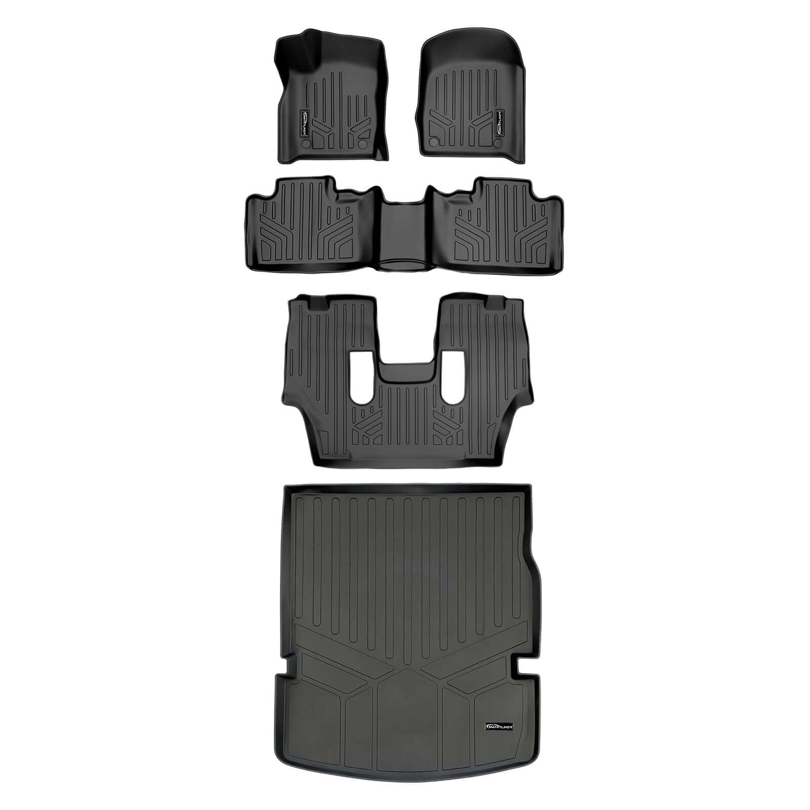 Smart Trim™ Custom Fit Floor Liners For 2016-2025 Dodge Durango (with 2nd Row Bucket Seats) Smartliner USA