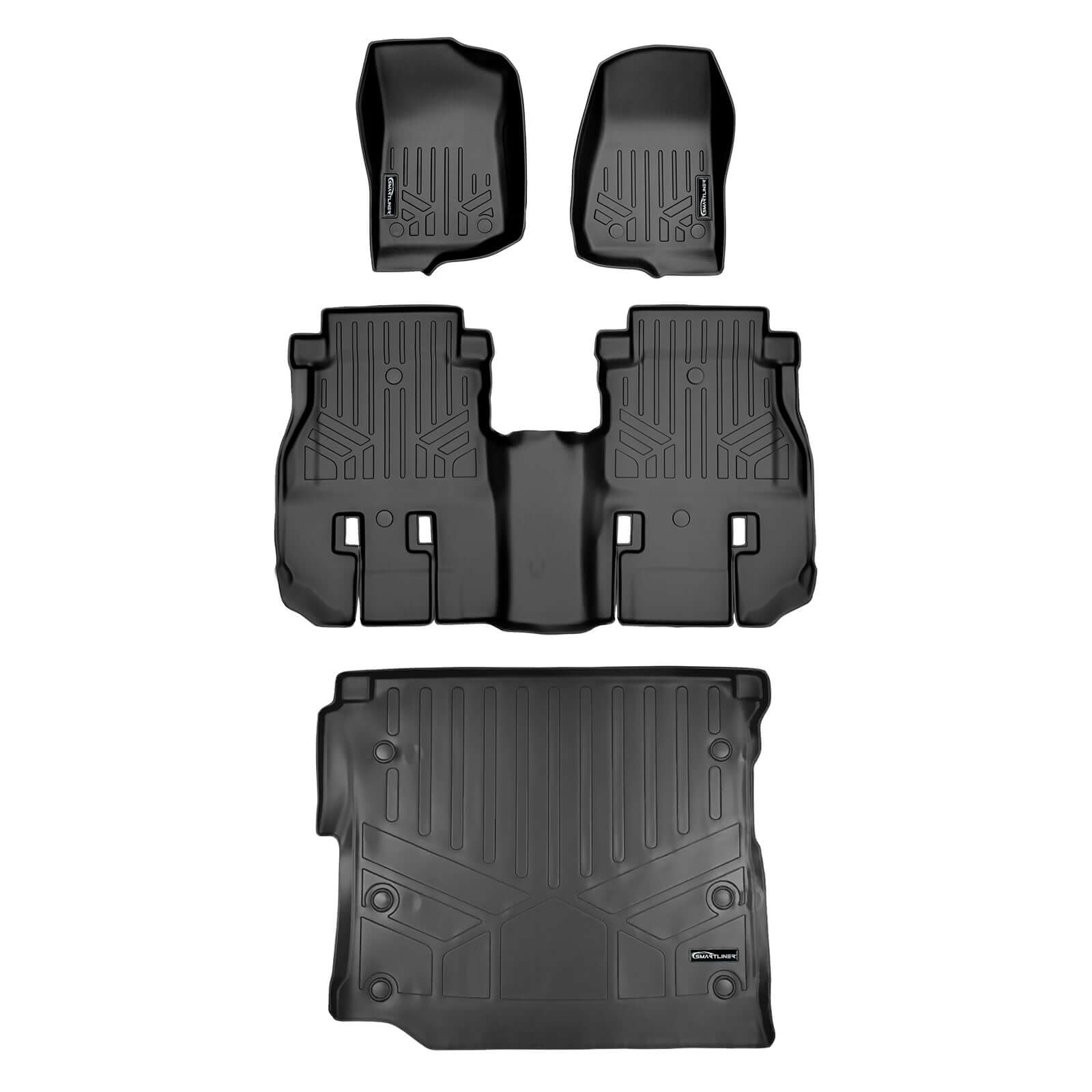 SMARTLINER Custom Fit Floor Liners For 18-24 Wrangler JL Unlimited (with Sub and No Flat Load Floor) Smartliner USA