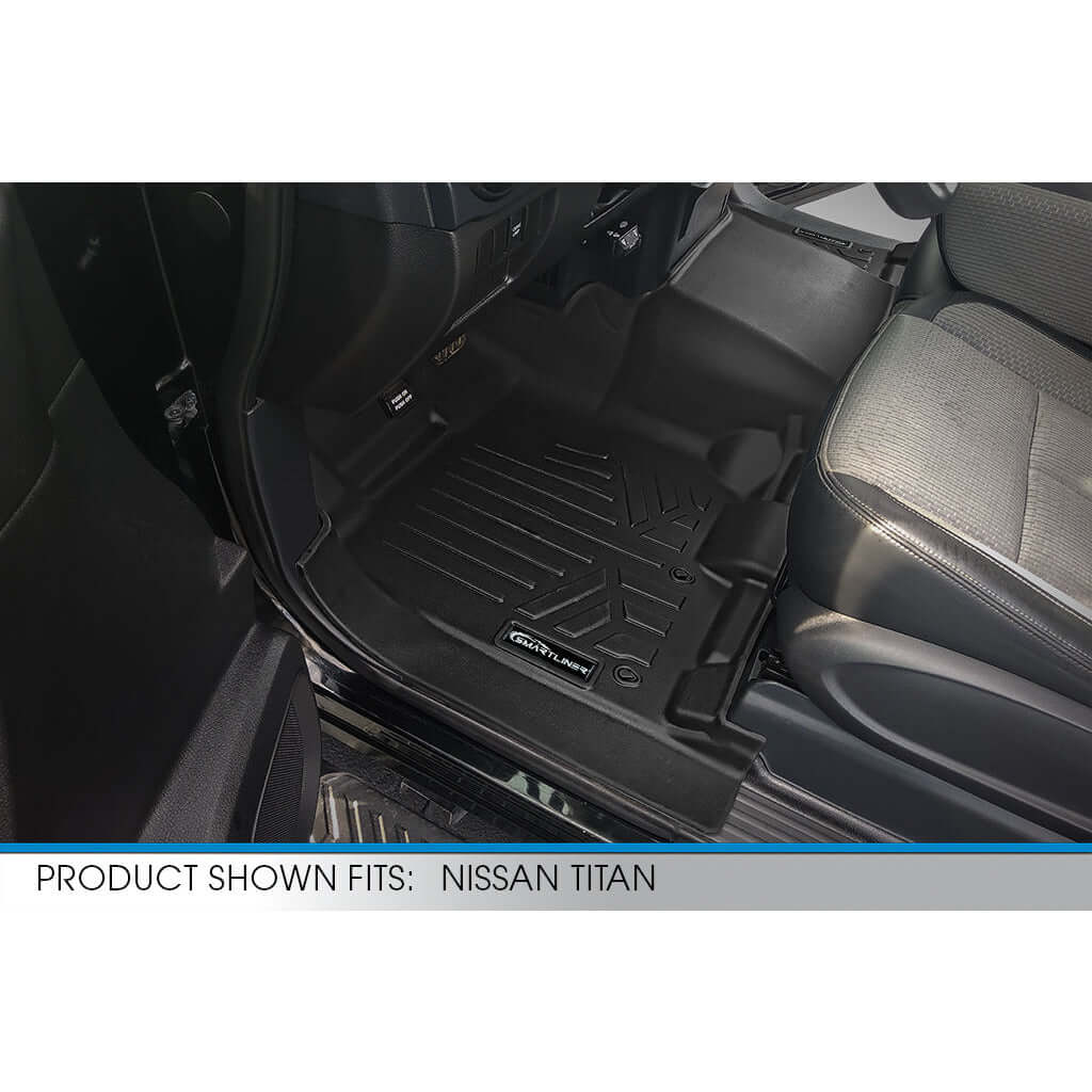 SMARTLINER Custom Fit Floor Liners For 2017-2024 Nissan Titan XD Crew Cab with 1st Row Bench Seat No Underseat ToolBox Smartliner USA