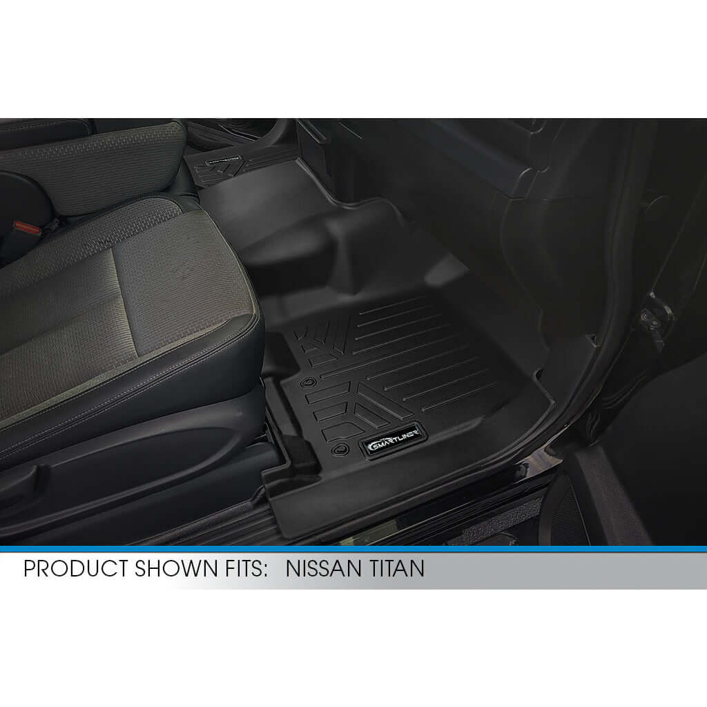SMARTLINER Custom Fit Floor Liners For 2017-2024 Nissan Titan XD Crew Cab with 1st Row Bench Seat No Underseat ToolBox Smartliner USA
