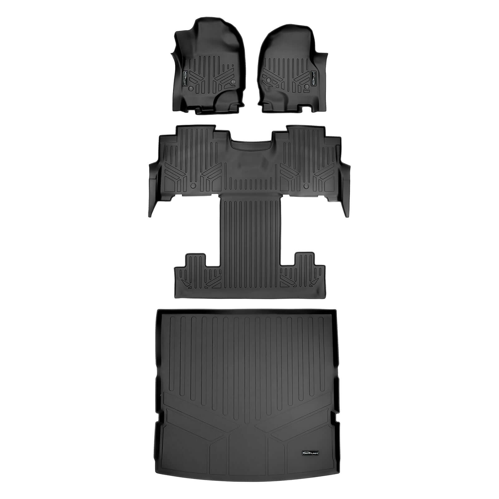 Smart Trim™ Custom Fit Floor Liners For 2018-2024 Ford Expedition/Lincoln Navigator 2nd Row Bucket Seats (no Max or L) Smartliner USA