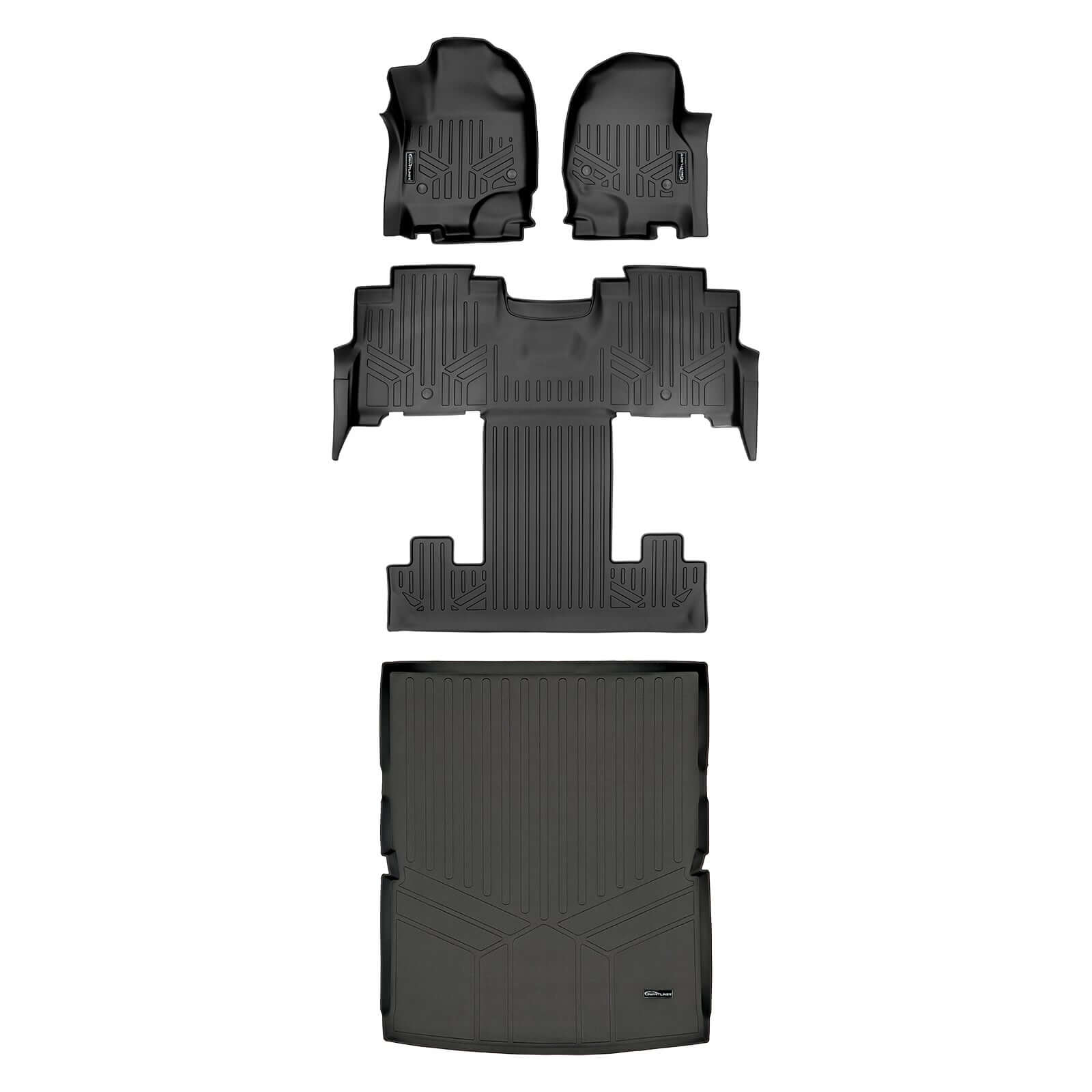 Smart Trim™ Custom Fit Floor Liners For 2018-2024 Lincoln Navigator 2nd Row Bucket Seats (Only Max or L) Smartliner USA