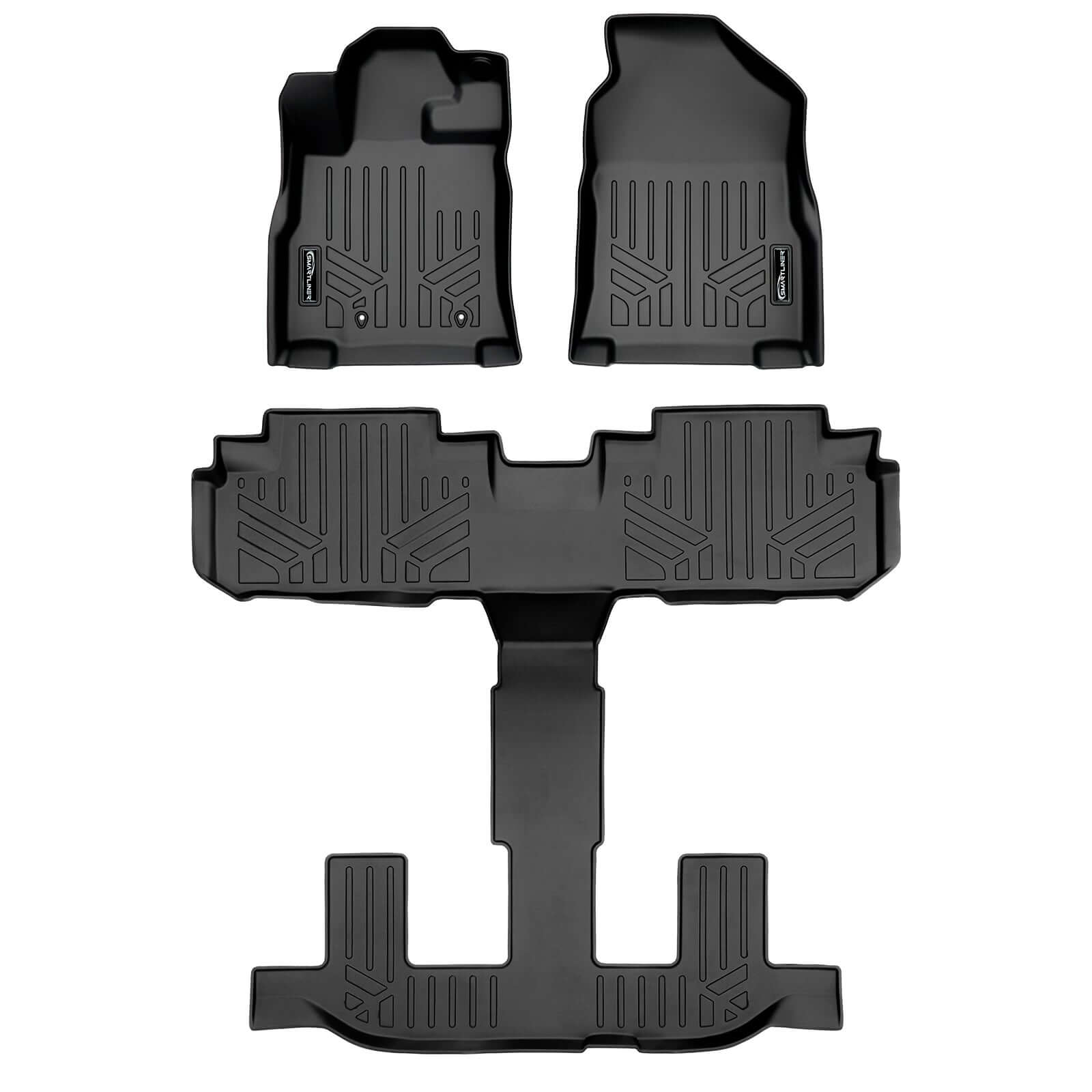 Smart Trim™ Custom Fit Floor Liners For 2019-2025 Subaru Ascent with 2nd Row Bench Seat and With Subwoofer in the Cargo Area Smartliner USA
