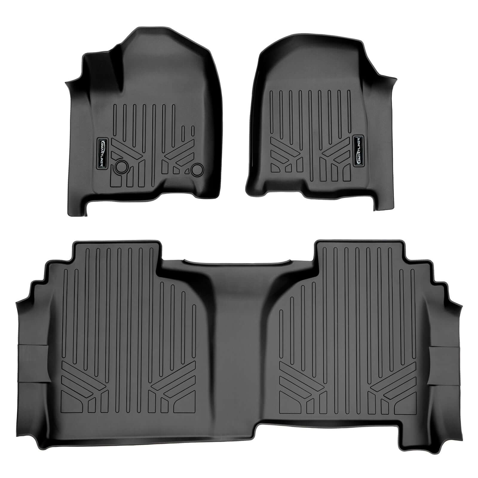 SMARTLINER Custom Fit Floor Liners For 2019-2024 Chevrolet Silverado 1500 Double Cab with Carpet Flooring and 1st Row Bucket Seats (without 2nd Row Under Seat Storage) Smartliner USA