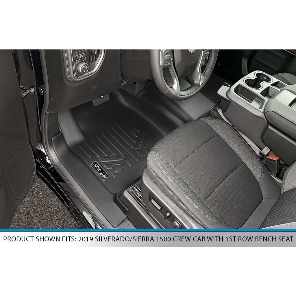 SMARTLINER Custom Fit Floor Liners For 2019-2021 Silverado/Sierra 1500/2500/3500 Crew Cab with 1st Row Bench Seat (No underseat) Smartliner USA