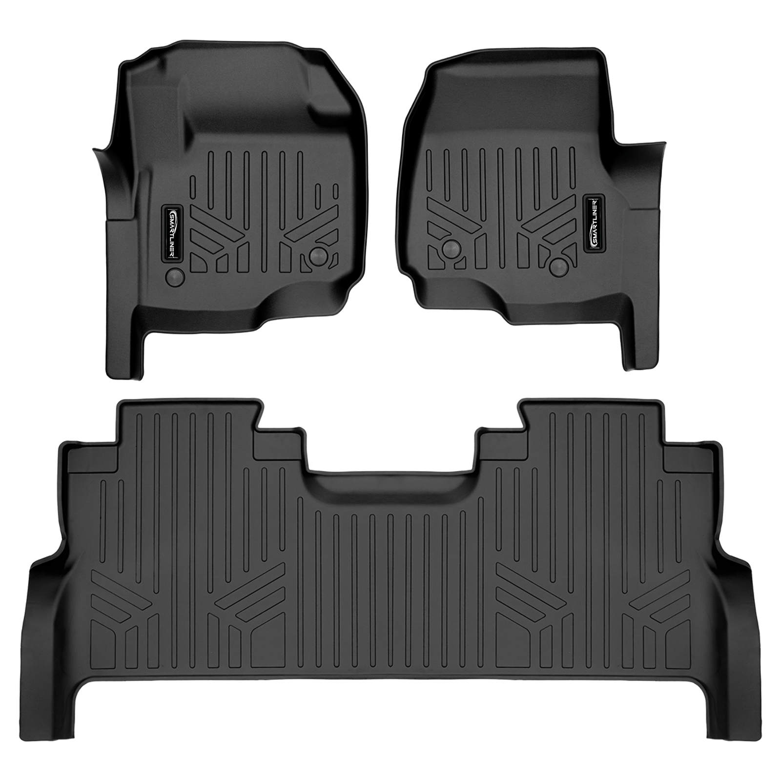 SMARTLINER Custom Fit Floor Liners For 2017-2025 Ford F-250/F-350 Super Crew Cab with Vinyl Flooring| 1st Row Bench Seat| No OTH Coverage| with Underseat Storage Smartliner USA