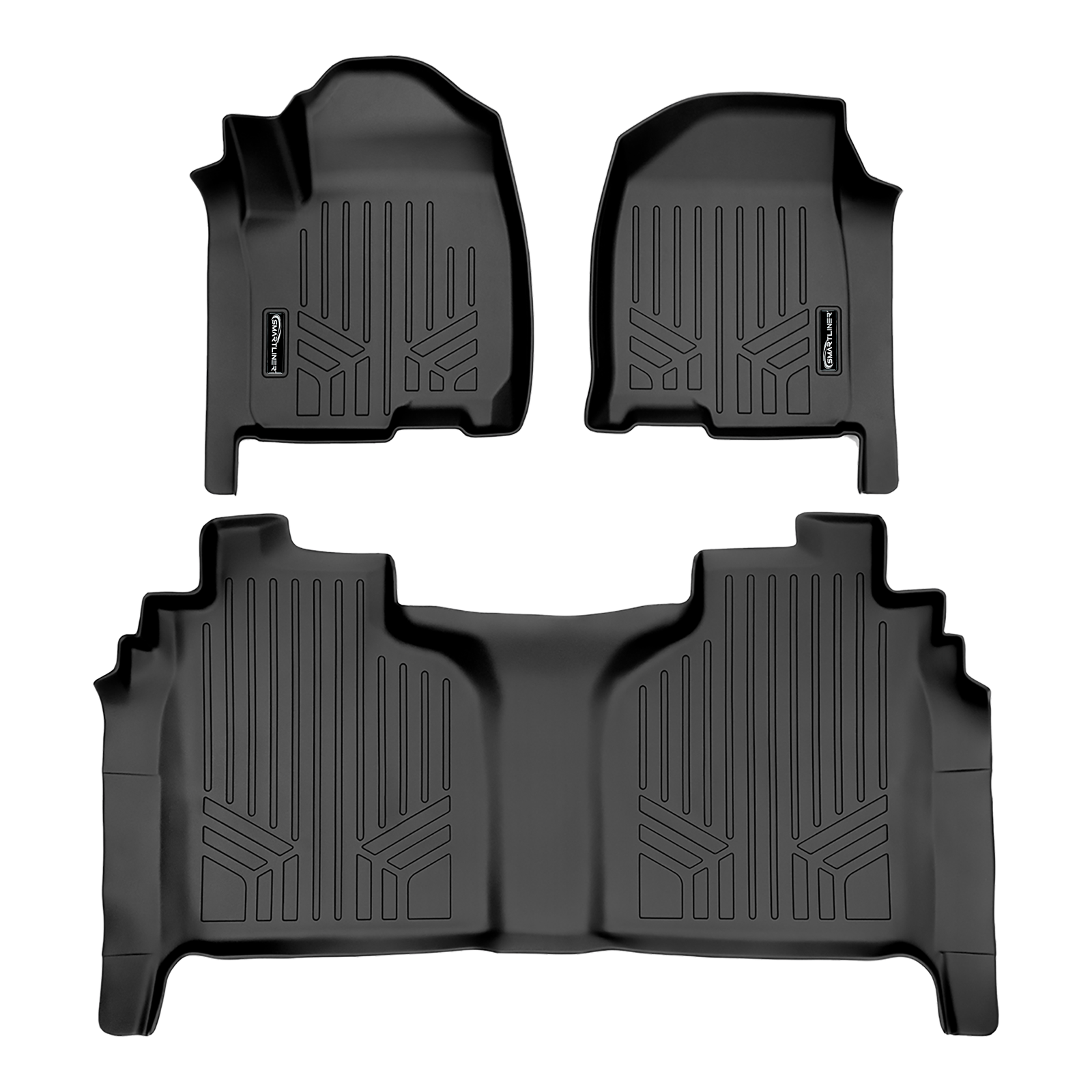 SMARTLINER Custom Fit Floor Liners Compatible With 2020-2025 Chevrolet Silverado 2500 HD | 3500 HD (Crew Cab|Vinyl Flooring|1st Row Bench Seats|Without Over the Hump Coverage|with 2nd Row Underseat Storage) Smartliner USA