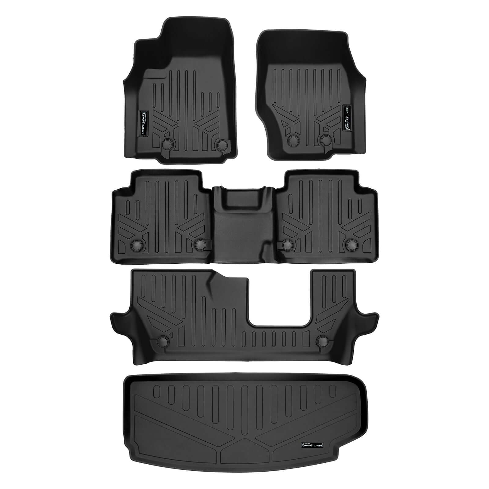 SMARTLINER Custom Fit Floor Liners For 2021-2025 Jeep Grand Cherokee L w/ 2nd Row Bench Seat Smartliner USA