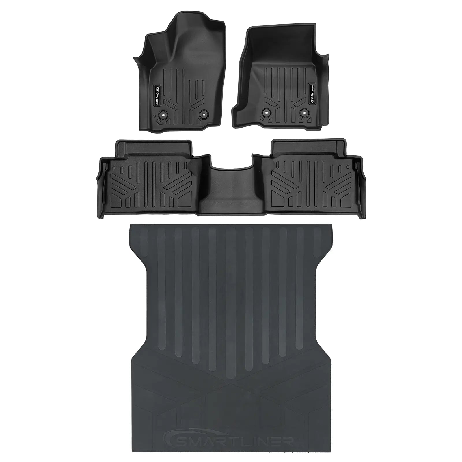 SMARTLINER All Weather Custom Fit Floor Liner Compatible With 2024-2025 Toyota Tacoma Double Cab (Only Fits with 2nd Row Under Seat Storage) Smartliner USA