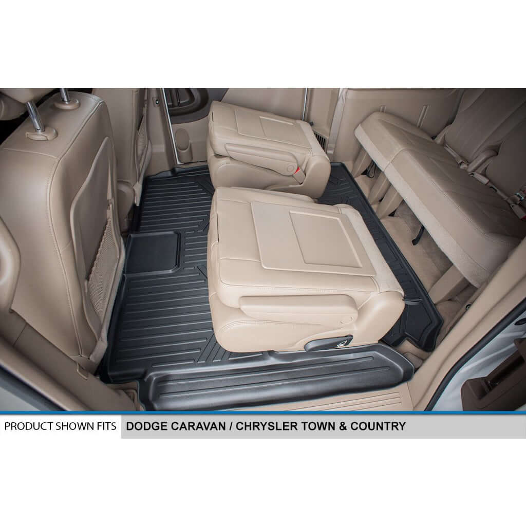 Smart Trim™ Custom Fit Floor Liners For 2013-2020 Dodge Grand Caravan with 2nd Row Bucket Seats and 1st Row Super Console Smartliner USA