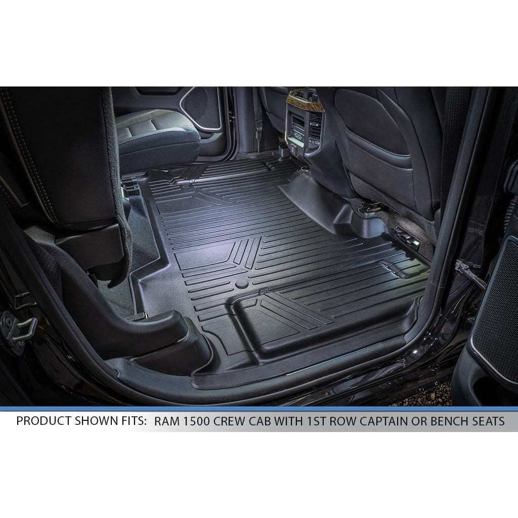 SmartCoverage™ Custom Fit Floor Liners For 2019 - 2024 Ram 1500 Crew Cab Vinyl Flooring without Rear Underseat Storage Box Smartliner USA