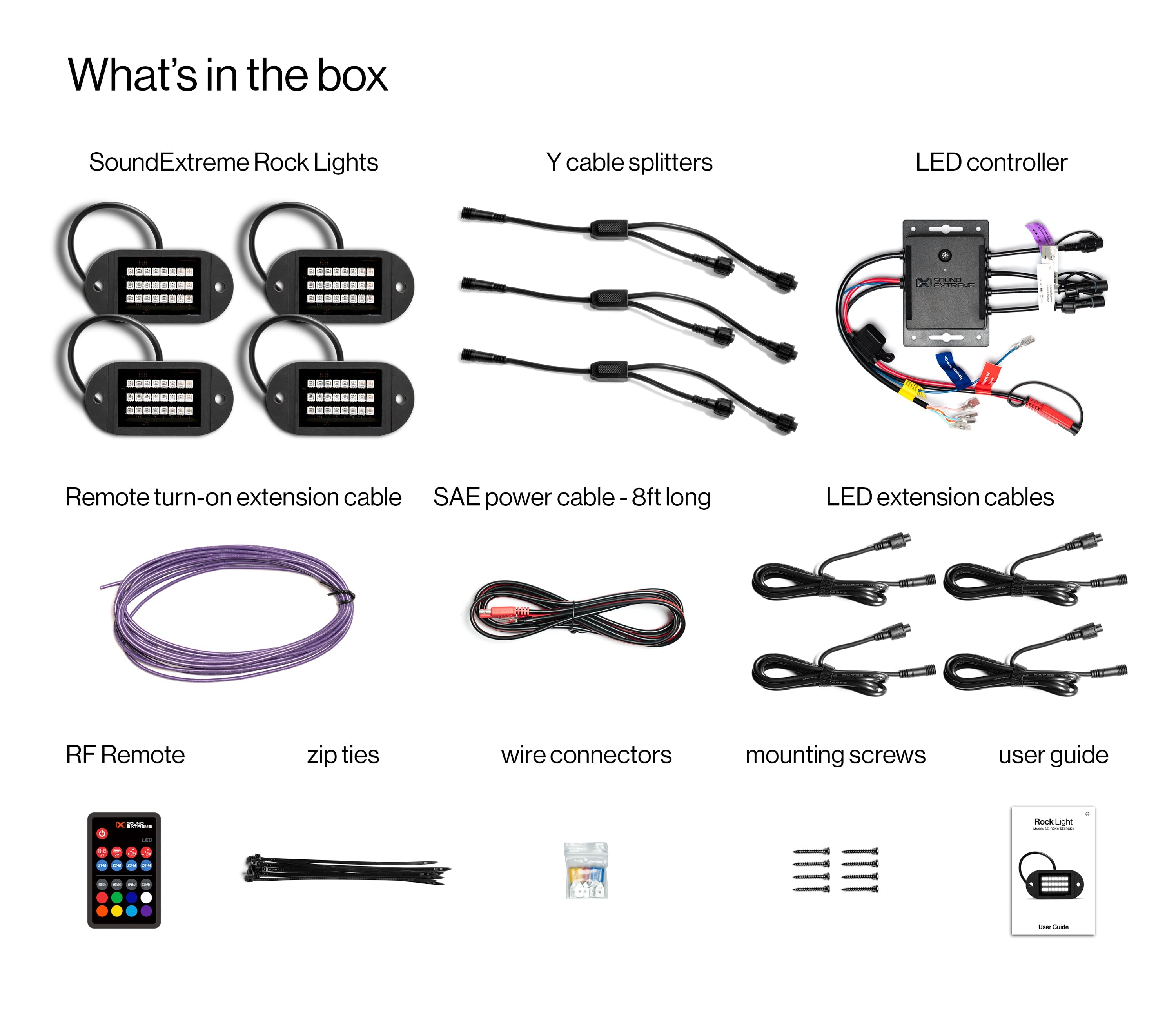 Extreme LED Rock Light 4 Pack Plus Controller SoundExtreme