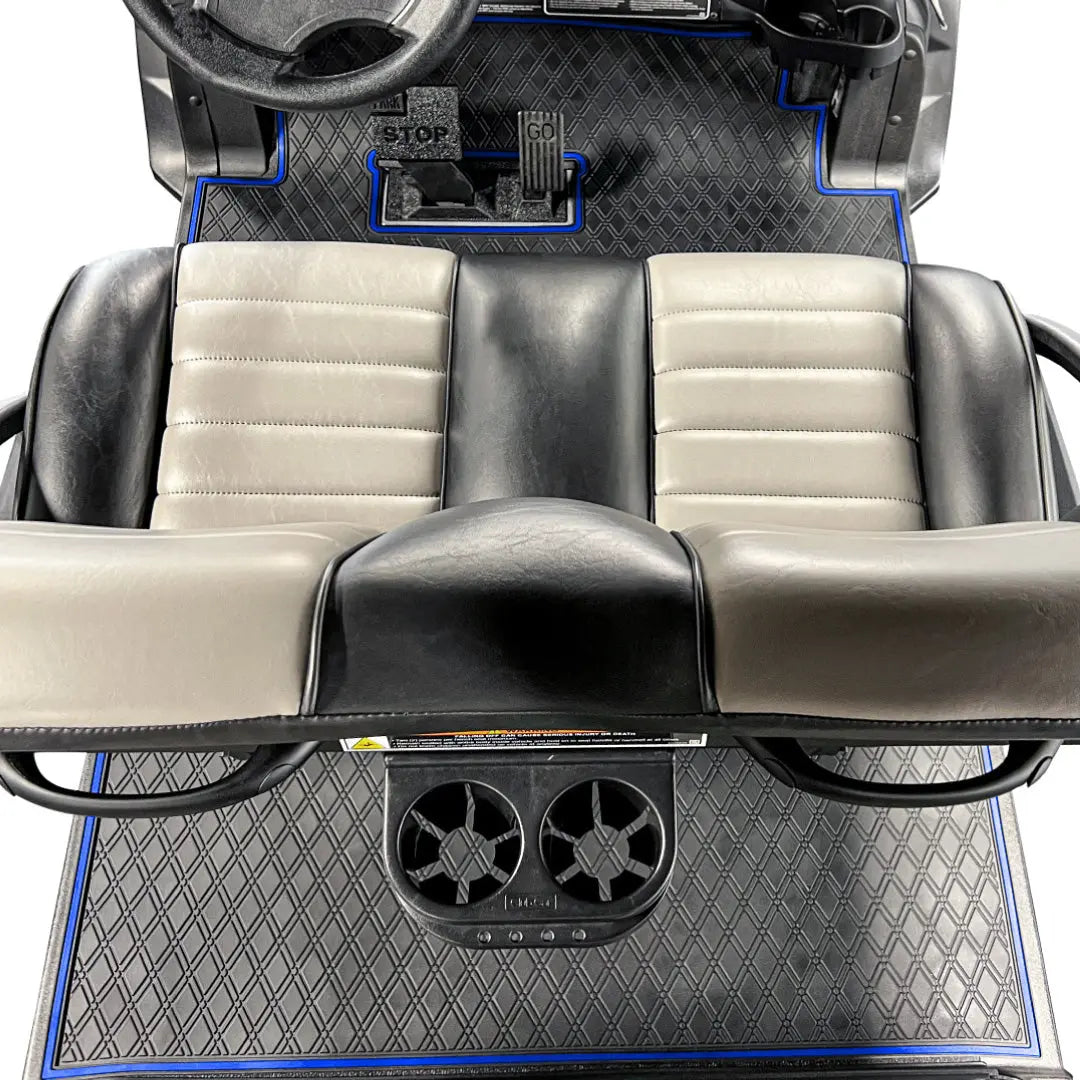 Club Car Floor Mats SET- Blue Trim - 1st & 2nd Row - For Club Car Onward 6 Passenger