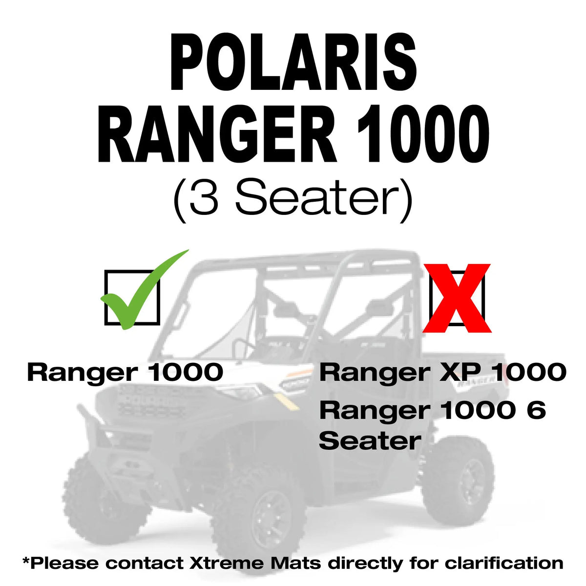 SMARTLINER Custom Fit Rugged Rubber Floor Liners For 2018-2023 Polaris Ranger 1000 (3 seater)