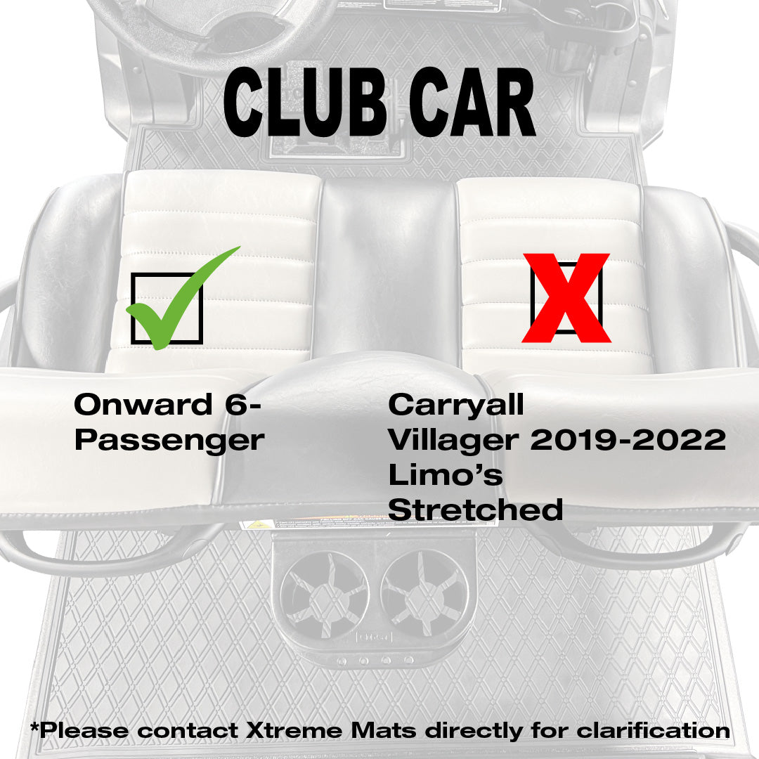 Club Car Floor Mats SET- Red Trim - 1st & 2nd Row - For Club Car Onward 6 Passenger #trim-color_red-trim
