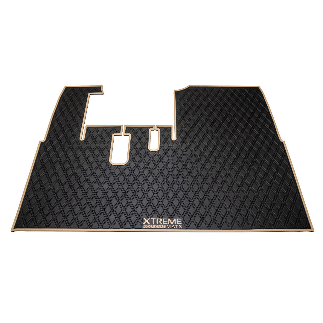 ICON and Advanced EV golf cart floor mat black diamond design with beige trim full coverage 