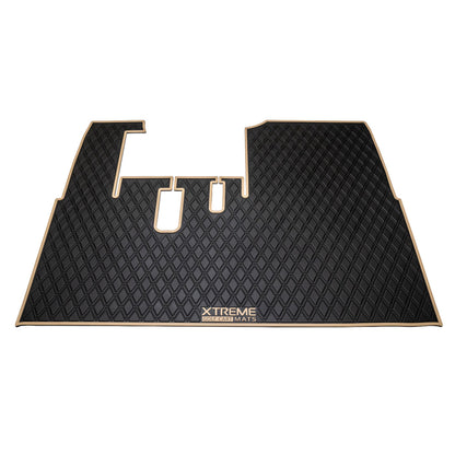 ICON and Advanced EV golf cart floor mat black diamond design with beige trim full coverage 