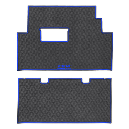 Club Car Floor Mats SET- Blue Trim - 1st & 2nd Row - For Club Car Onward 6 Passenger 