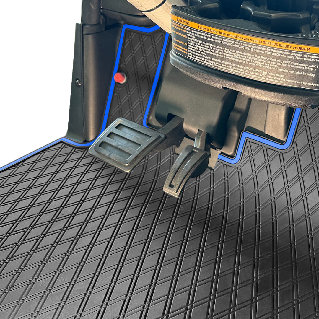 Blue Trim - E-Z-GO RXV / Valor (2023) Golf Cart Floor Mat #trim-color_blue-trim