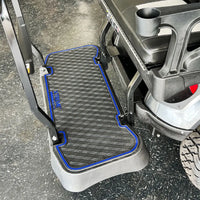 Blue trim- E-Z-GO L6 - Rear Facing Foot Rest Mat - RFS PRO Fits E-Z-GO L6 Rear Seat Kit (2021 - current) - PRO Series