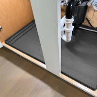 Xtreme Mats Trimmable Under Sink Cabinet Mat - Waterproof, Beige/Grey, With Overflow Channels, For Kitchen/Bathroom