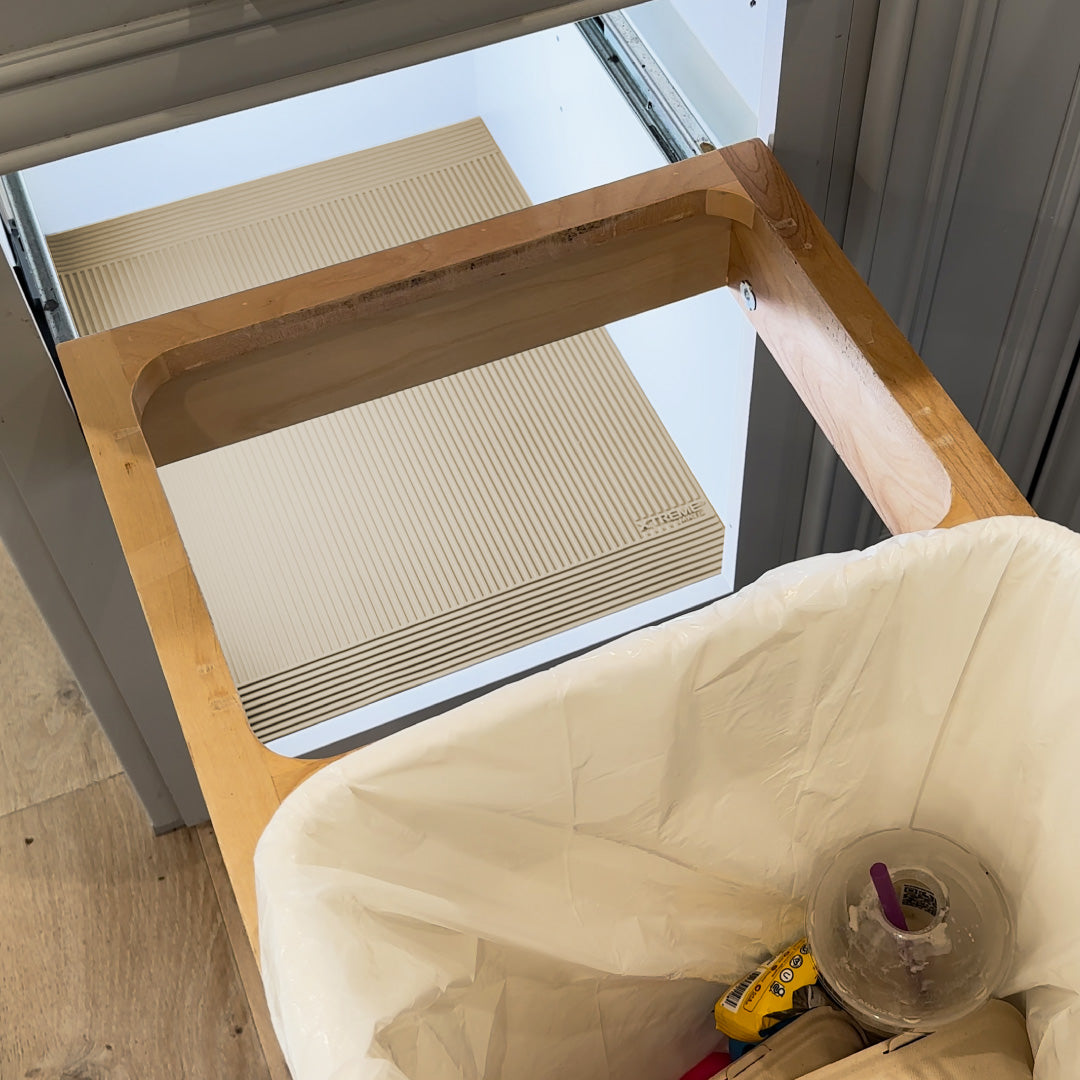 Beige Color - Trash Can Liner Trimmable Mat – Easy-to-Clean Floor Protector for Kitchens and Bathrooms #color_beige