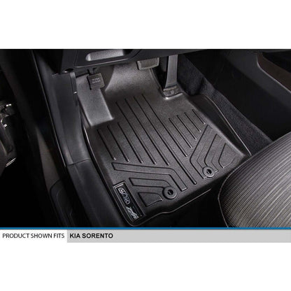 SMARTLINER Custom Fit Floor Liners For 2014-2015 Kia Sorento (with 3rd Row Seats) - Black / 2 Row Floor Mat Liner Set & Cargo Liner Behind the 2nd Row Smartliner USA
