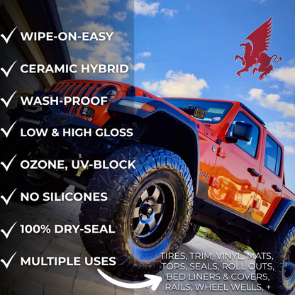 2-Pack Ceramic-Hybrid Protectant Kit | BLAK & SATN 100ml | 4-12 Months Tire, 1-2 Years Trim & Vinyl Protection | Safe for Cars, Golf Carts, RVs, Motorcycle-Safe D3 RENEW PROTECT