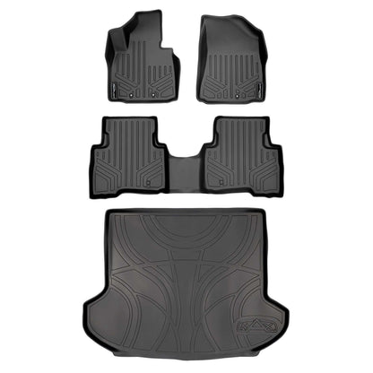 SMARTLINER Custom Fit Floor Liners For 2014-2015 Kia Sorento (with 3rd Row Seats) - Black / 2 Row Floor Mat Liner Set & Cargo Liner Behind the 2nd Row Smartliner USA