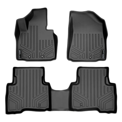 SMARTLINER Custom Fit Floor Liners For 2014-2015 Kia Sorento (with 3rd Row Seats) - Black / 2 Row Floor Mat Liner Set & Cargo Liner Behind the 2nd Row Smartliner USA