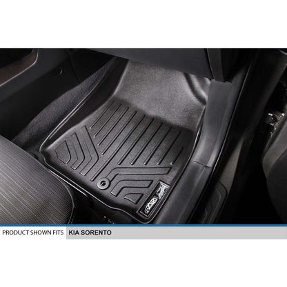 SMARTLINER Custom Fit Floor Liners For 2014-2015 Kia Sorento (with 3rd Row Seats) - Black / 2 Row Floor Mat Liner Set & Cargo Liner Behind the 2nd Row Smartliner USA