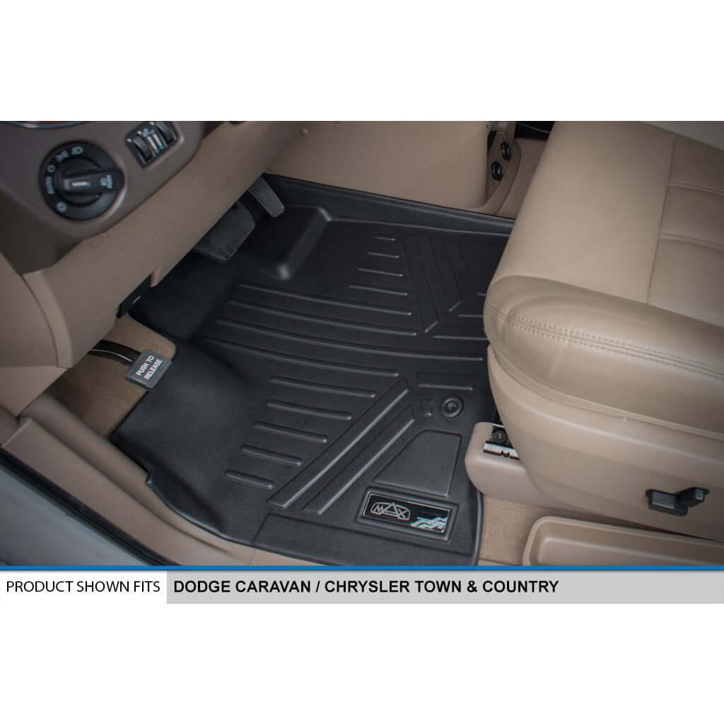 Smart Trim™ Custom Fit Floor Liners For 2013-2020 Dodge Grand Caravan with 2nd Row Bucket Seats and 1st Row Super Console Smartliner USA